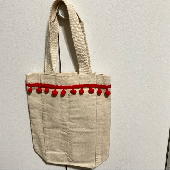 GIFT BAG Canvas Tote Bag WINE BOTTLE Double Holder I Am Woman Hear Me Pour 10 in - Picture 8 of 9